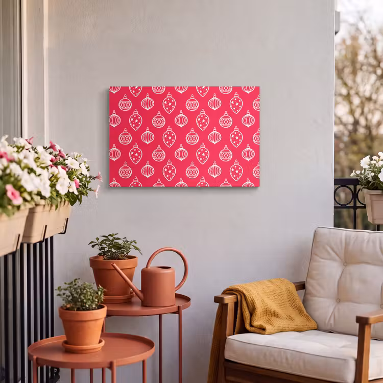 Outdoor Leinwand - Weihnachtskugel – Rot – Weiß — 3