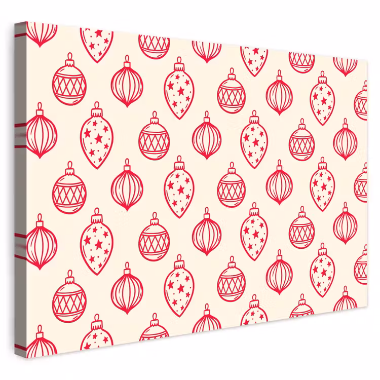 Outdoor Leinwand - Weihnachtskugel – Creme – Rot — 1