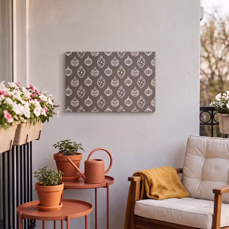 Outdoor Leinwand - Weihnachtskugel – Grau – Cremefarben — 3