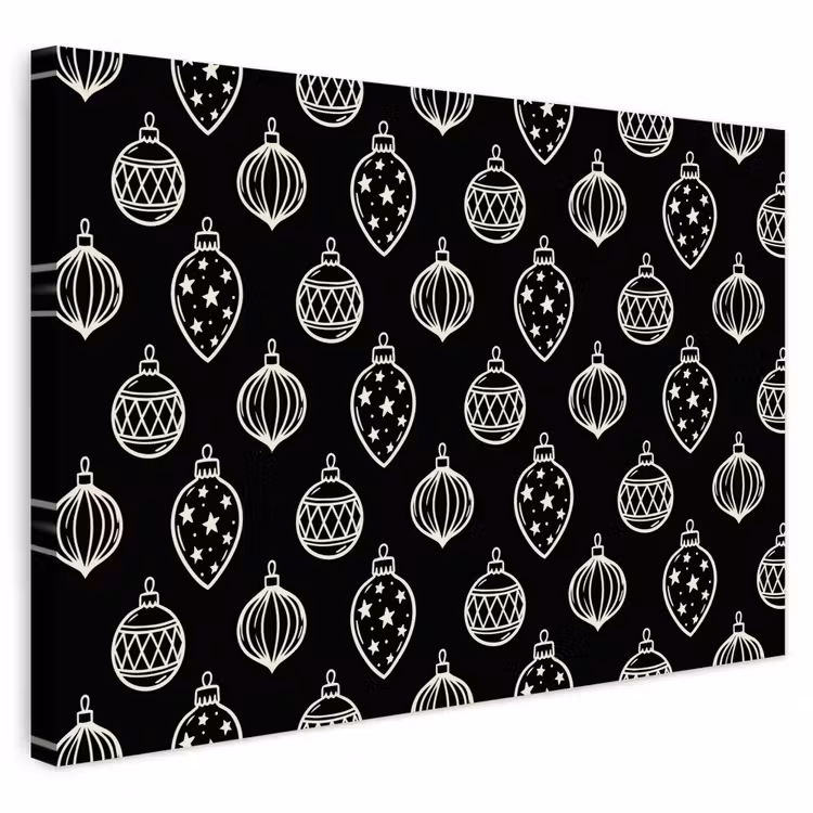 Outdoor Leinwand - Weihnachtskugel – Weiß – Schwarz — 1