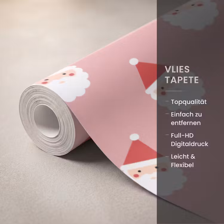 Tapete - Weihnachten – Weihnachtsmann – Rosa — 3