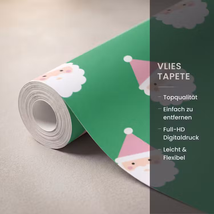 Tapete - Weihnachtsmann – Weihnachten – Rosa – Grün — 3