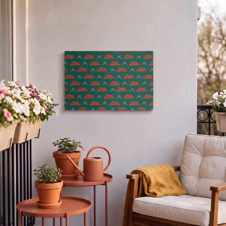 Outdoor Leinwand - Text – Rosa – Rot – Grün – Schleife — 3