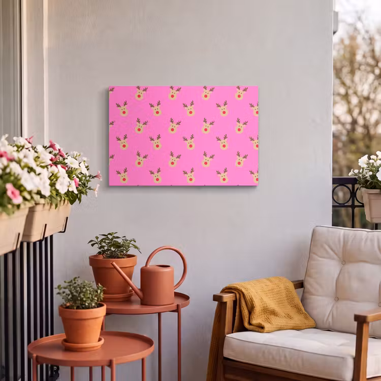 Outdoor Leinwand - Rentiere – Weihnachten – Neon – Rosa — 3