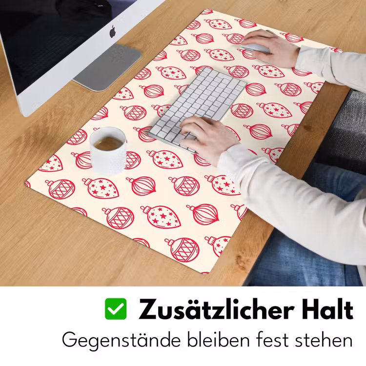 Schreibtischunterlage - Weihnachtskugel – Creme – Rot — 3
