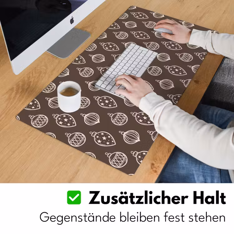 Schreibtischunterlage - Weihnachtskugel – Grau – Cremefarben — 3