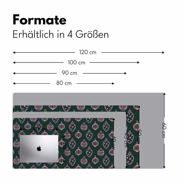Schreibtischunterlage - Weihnachtskugel – Rosa – Grün — 5