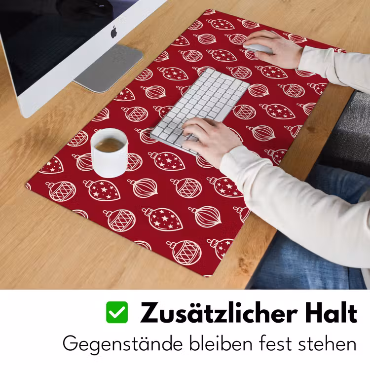 Schreibtischunterlage - Weihnachtskugel – Rot – Cremefarben — 3