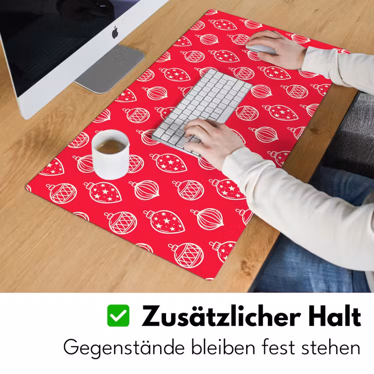 Schreibtischunterlage - Weihnachtskugel – Rot – Weiß — 3