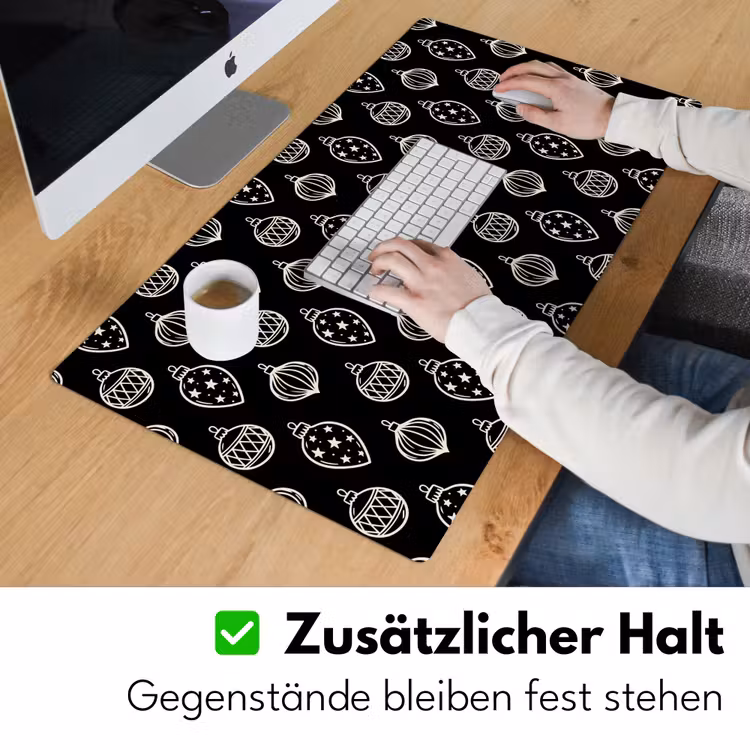 Schreibtischunterlage - Weihnachtskugel – Weiß – Schwarz — 3