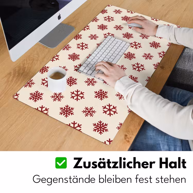 Schreibtischunterlage - Schneeflocke – Creme – Rot — 3