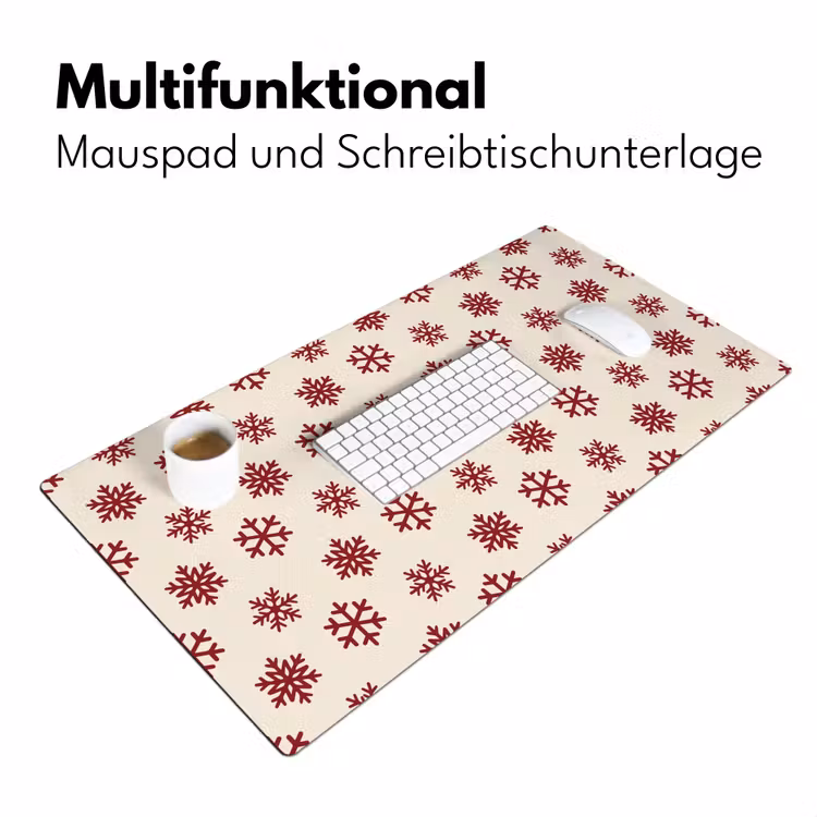 Schreibtischunterlage - Schneeflocke – Creme – Rot — 4