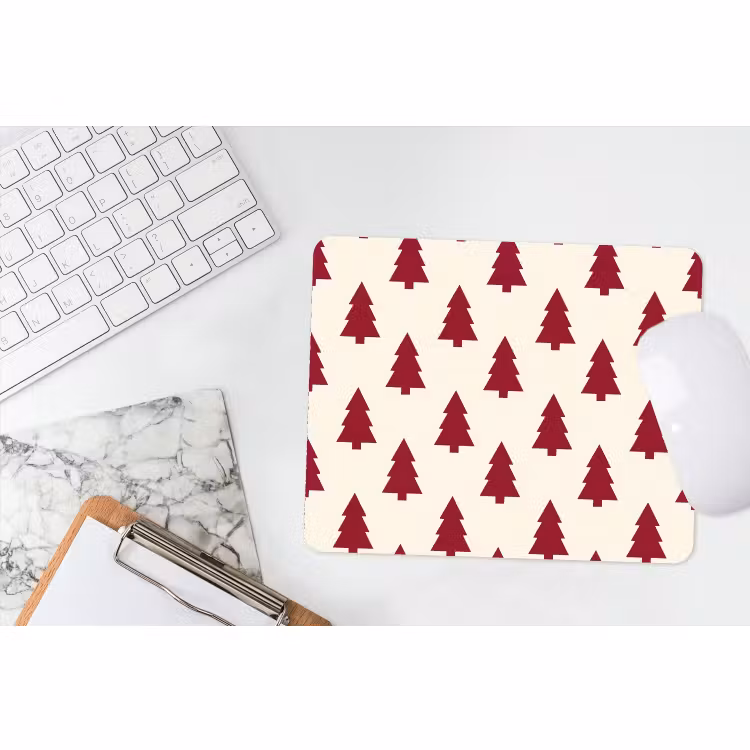 Mauspad - Weihnachtsbaum – Creme – Rot — 2