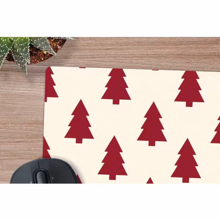 Mauspad - Weihnachtsbaum – Creme – Rot — 4
