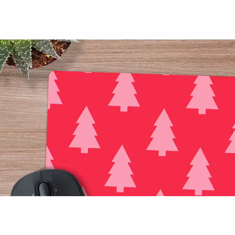 Mauspad - Weihnachtsbaum – Rosa – Rot — 4