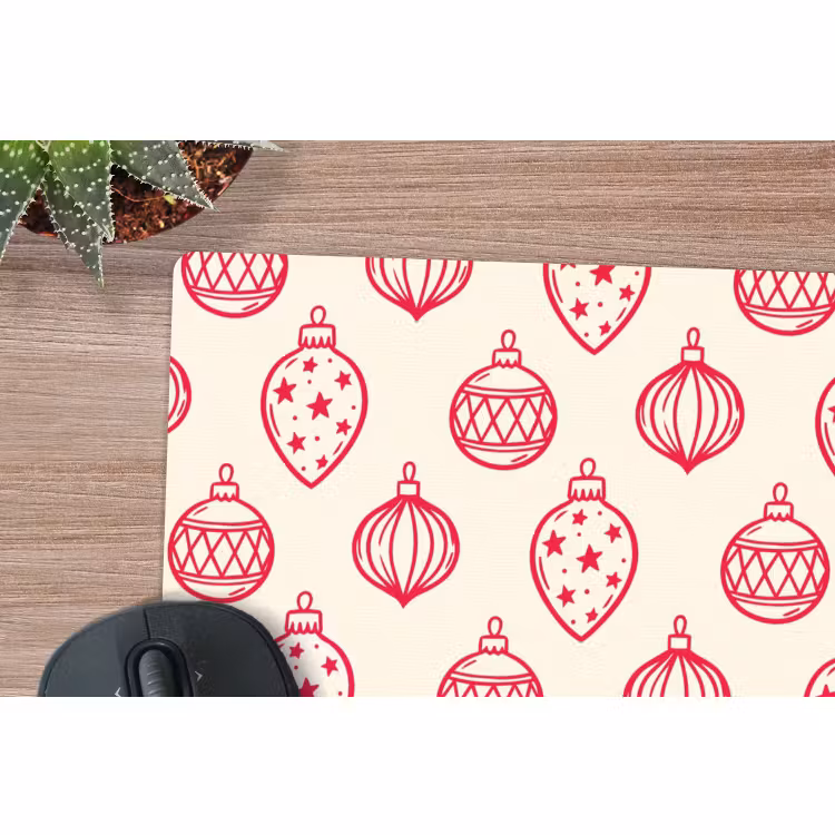 Mauspad - Weihnachtskugel – Creme – Rot — 4