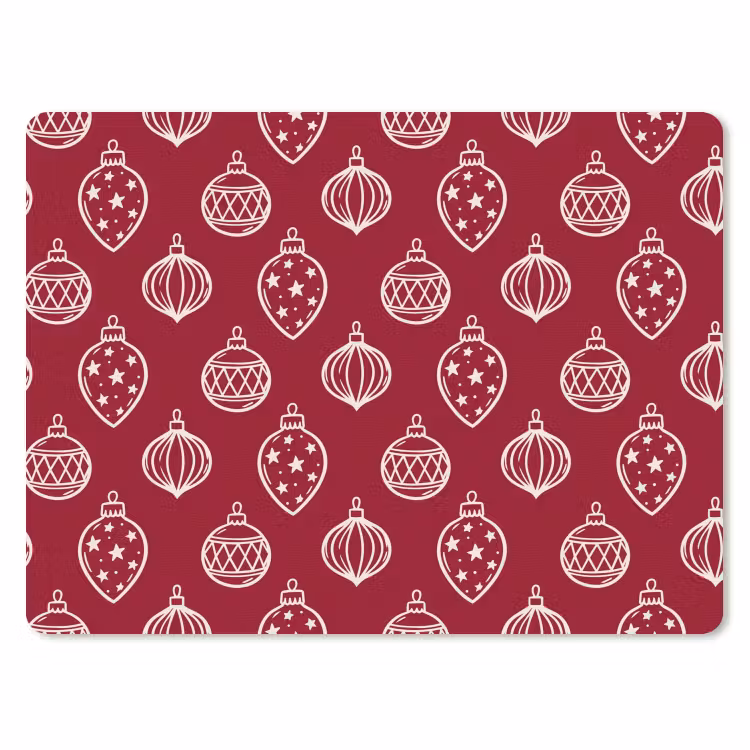 Mauspad - Weihnachtskugel – Rot – Cremefarben — 1
