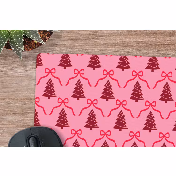 Mauspad - Weihnachten – Rot – Rosa – Schleife — 4
