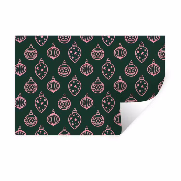 Wandtattoo – Weihnachtskugel – Rosa – Grün — 1