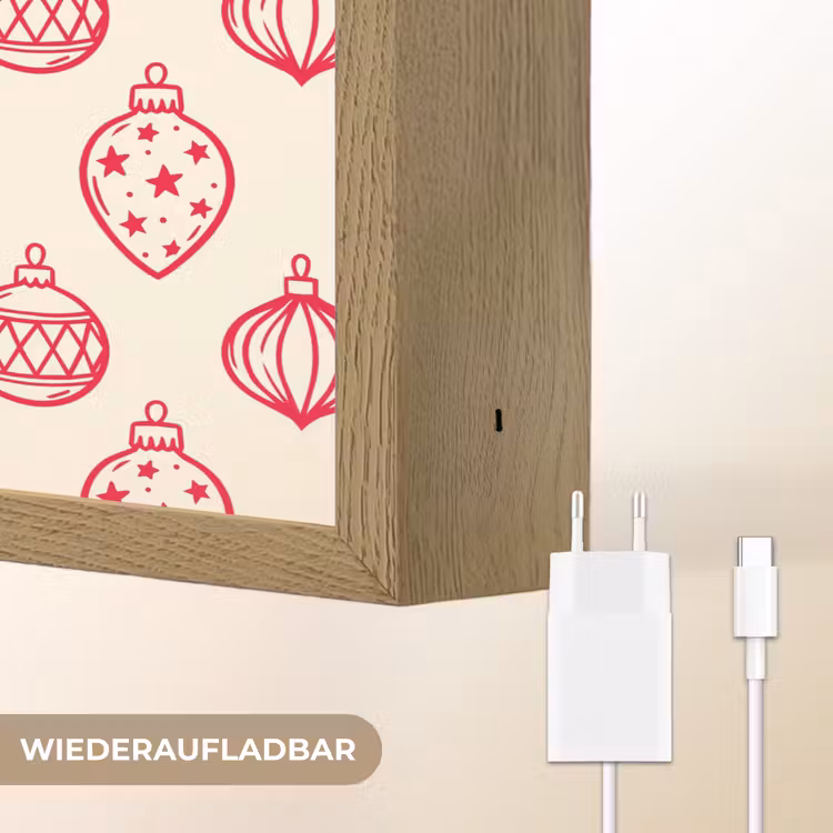 Nachtlicht Kinder - Weihnachtskugel – Creme – Rot — 9