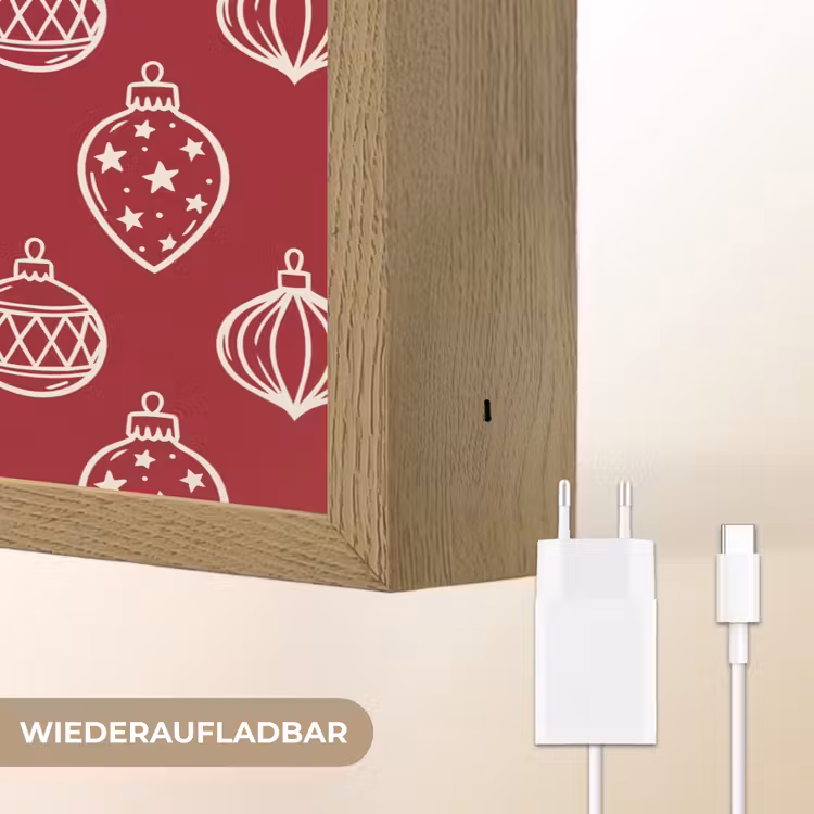 Nachtlicht Kinder - Weihnachtskugel – Rot – Cremefarben — 9