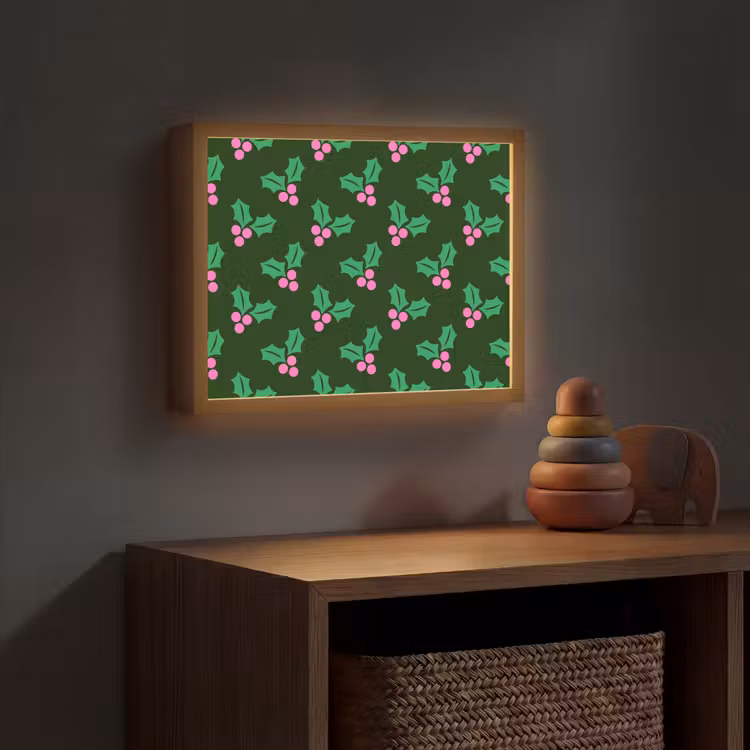Nachtlicht Kinder - Stechpalme – Grün – Rosa – Weihnachten — 4