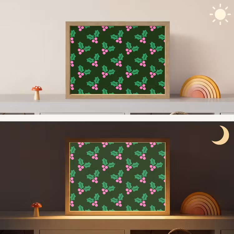 Nachtlicht Kinder - Stechpalme – Grün – Rosa – Weihnachten — 6
