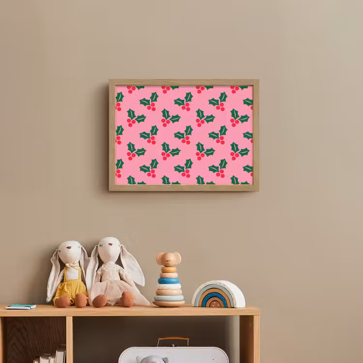 Nachtlicht Kinder - Stechpalme – Weihnachten – Rosa — 3