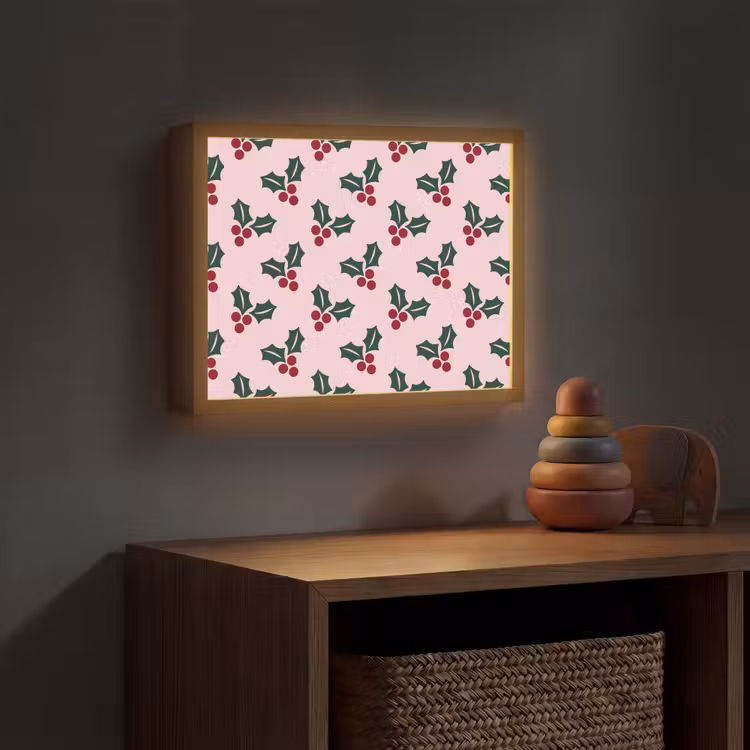Nachtlicht Kinder - Weihnachten – Stechpalme – Grün – Rosa — 4