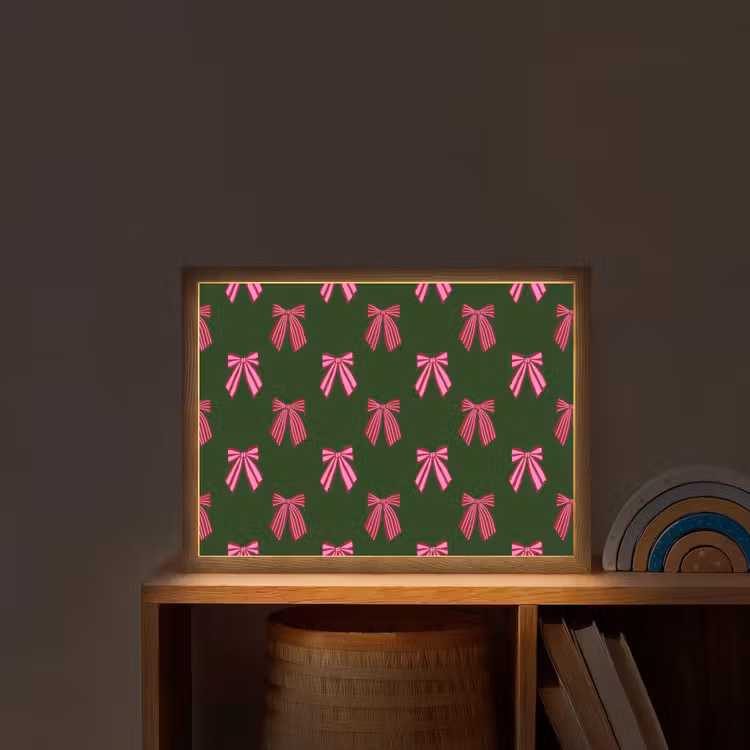 Nachtlicht Kinder - Schleifen – Weihnachten – Rosa – Grün — 2