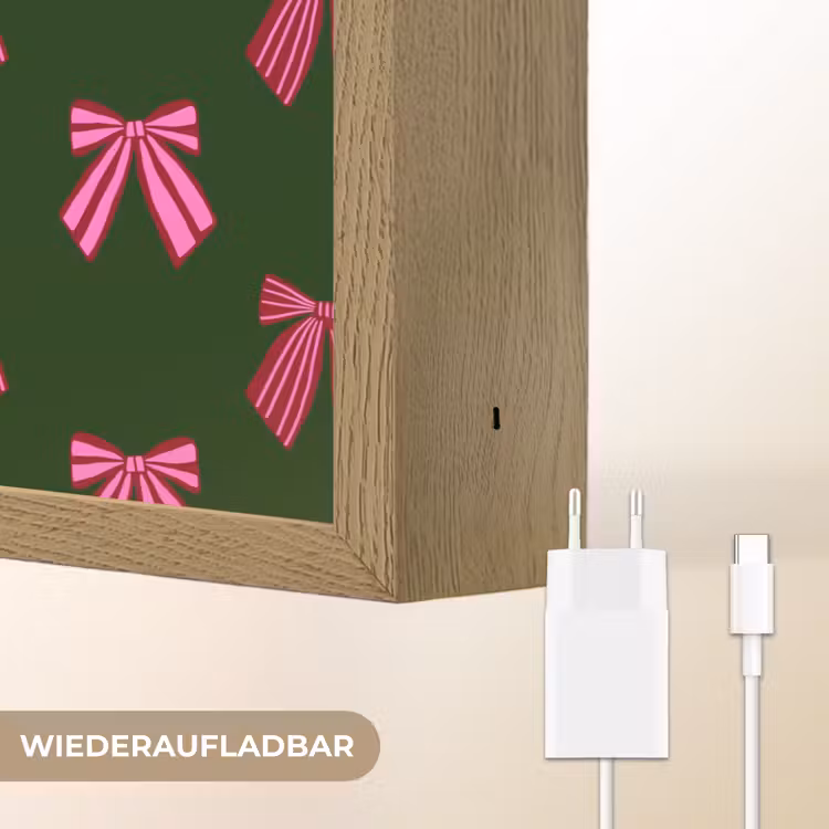 Nachtlicht Kinder - Schleifen – Weihnachten – Rosa – Grün — 9