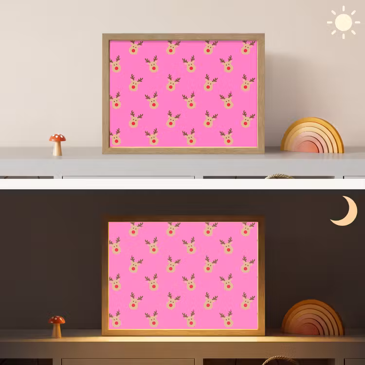 Nachtlicht Kinder - Rentiere – Weihnachten – Neon – Rosa — 6