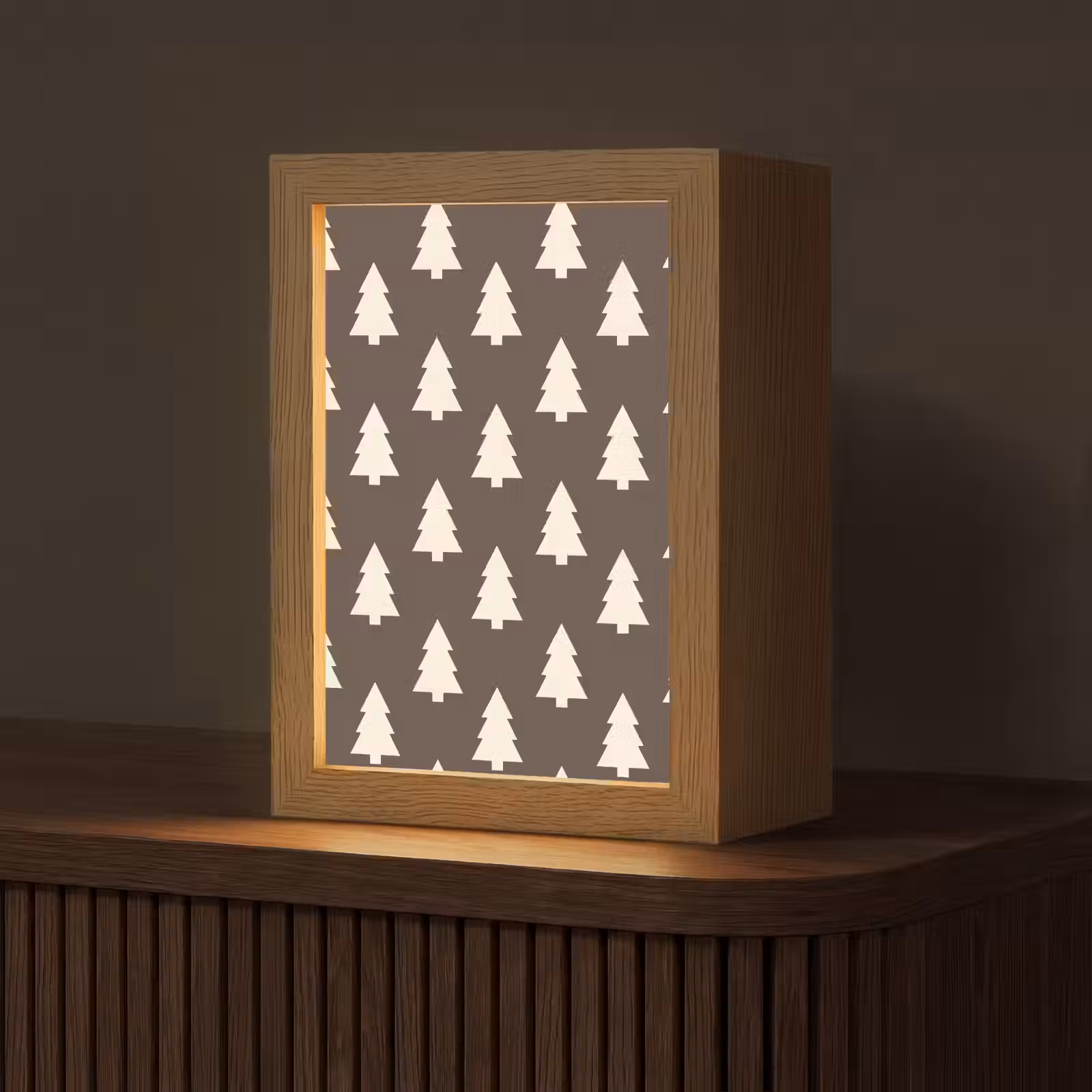 Personalisierte Lightbox - Weihnachtsbaum – Grau – Cremefarben — 1