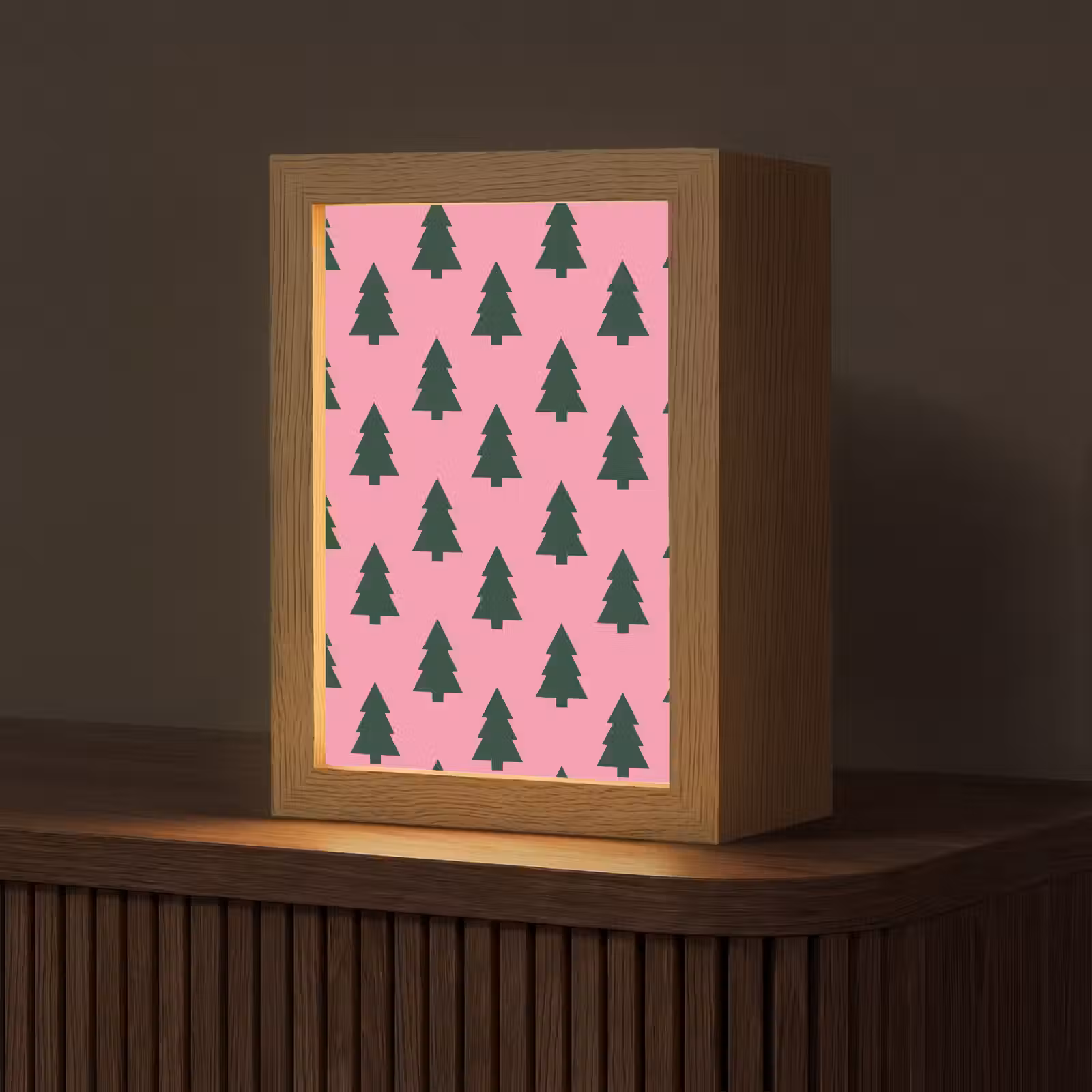 Personalisierte Lightbox - Weihnachtsbaum – Rosa – Grün — 1