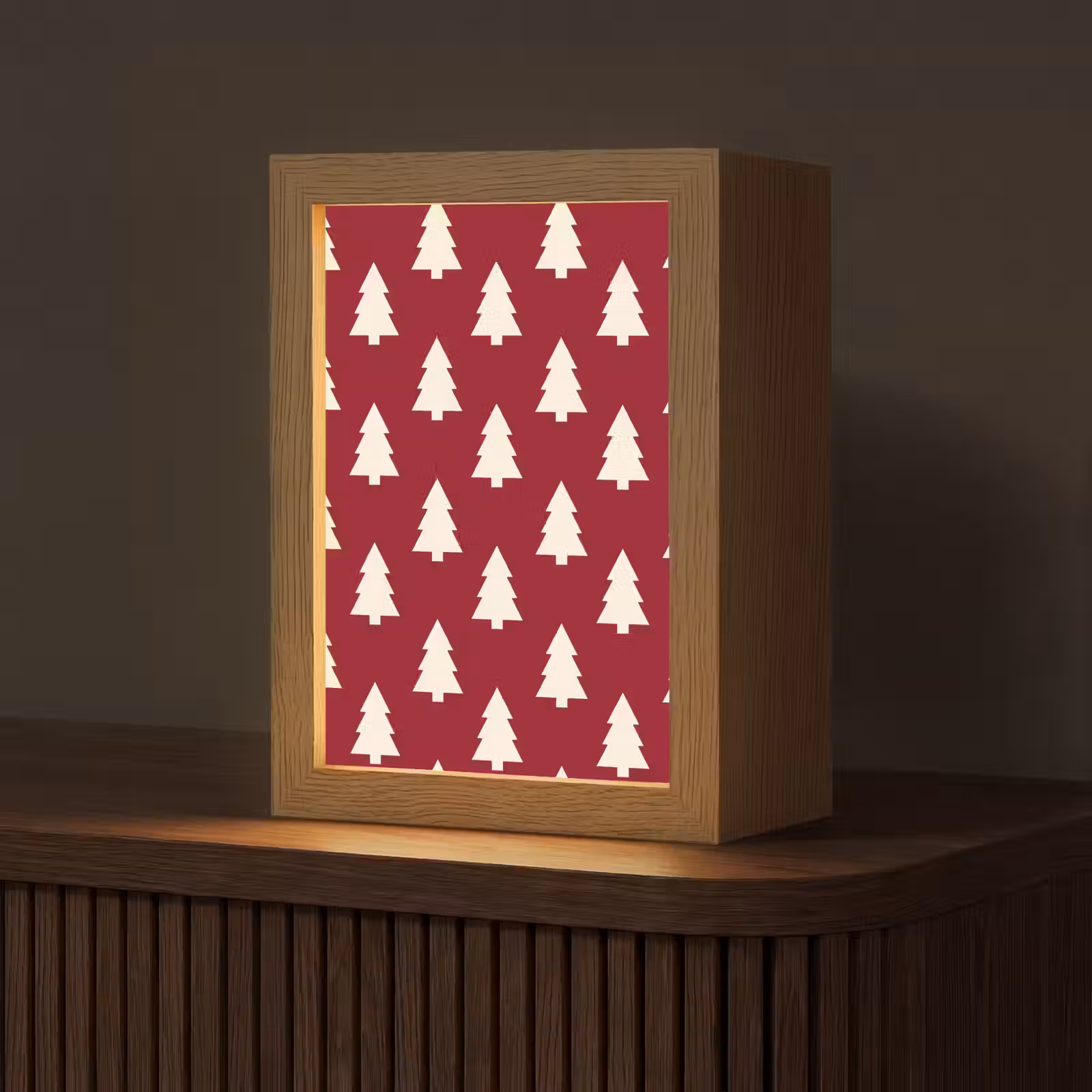 Personalisierte Lightbox - Weihnachtsbaum – Rot – Weiß — 1