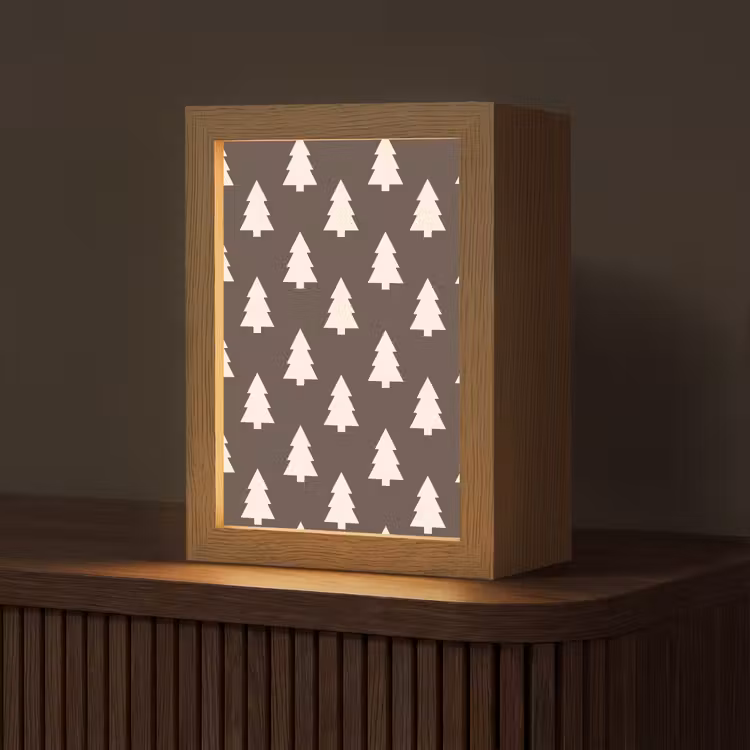 Personalisierte Lightbox - Weihnachtsbaum – Grau – Cremefarben — 1