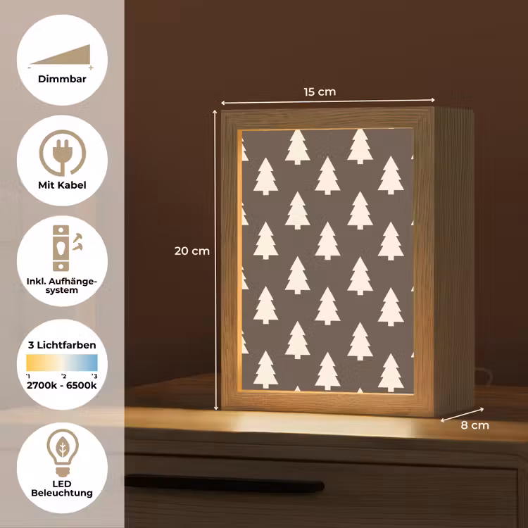 Personalisierte Lightbox - Weihnachtsbaum – Grau – Cremefarben — 6