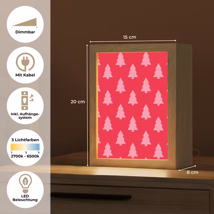 Personalisierte Lightbox - Weihnachtsbaum – Rosa – Rot — 6