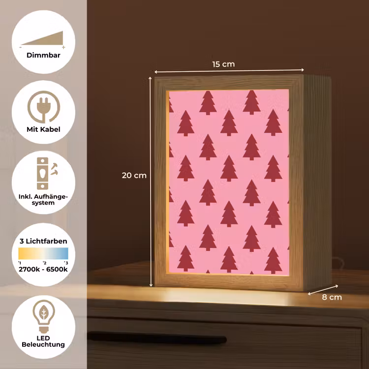 Personalisierte Lightbox - Weihnachtsbaum – Rot – Rosa — 6