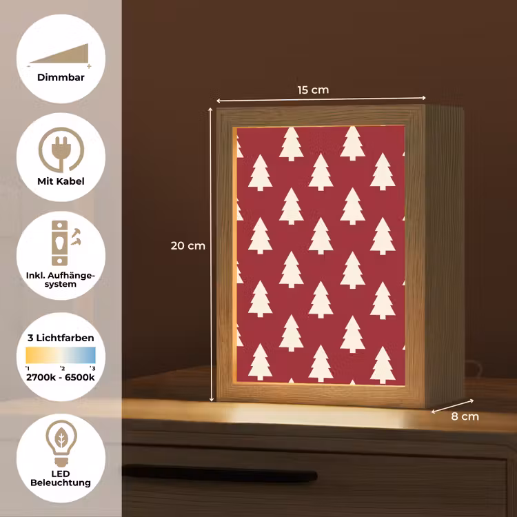 Personalisierte Lightbox - Weihnachtsbaum – Rot – Weiß — 6