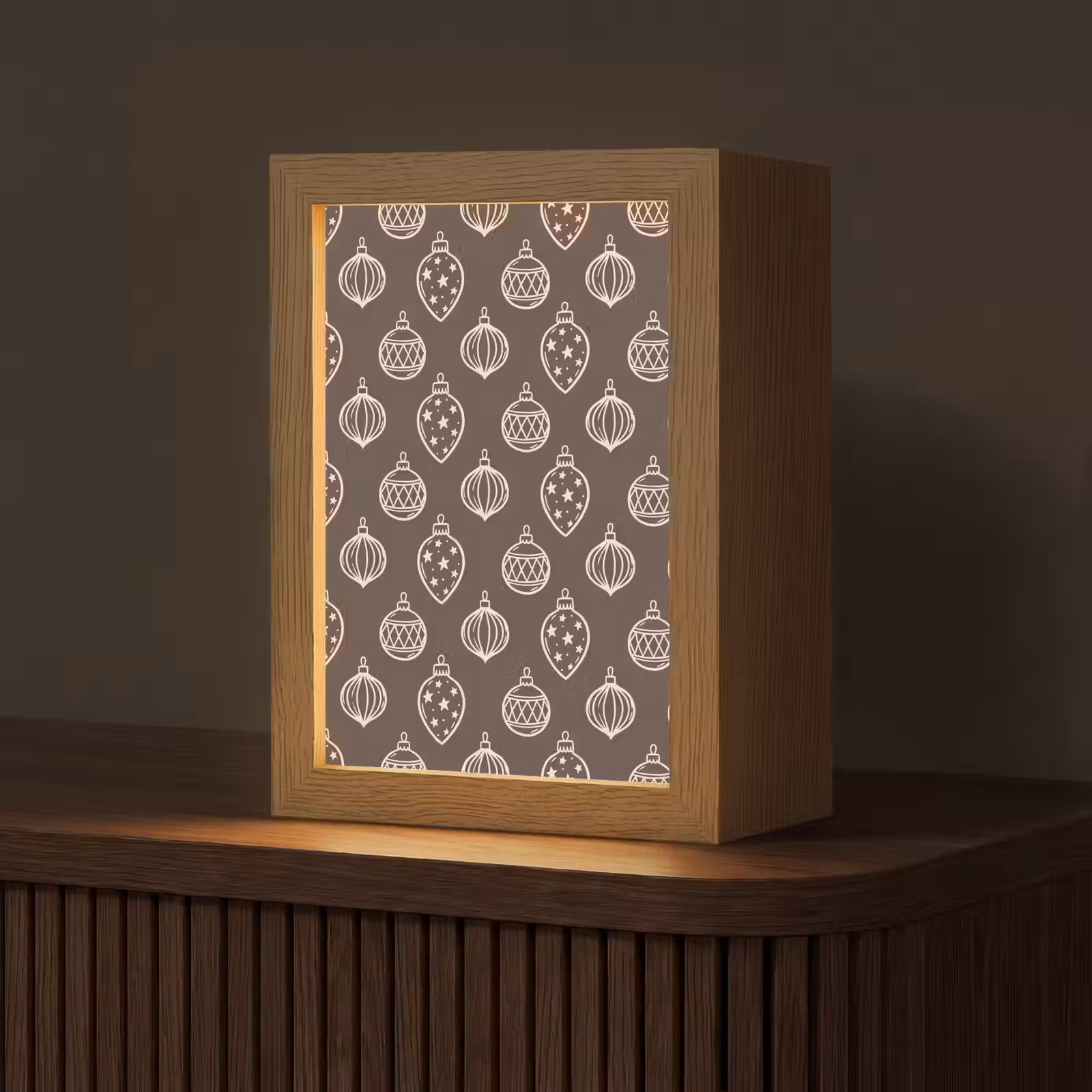 Personalisierte Lightbox - Weihnachtskugel – Grau – Cremefarben — 1