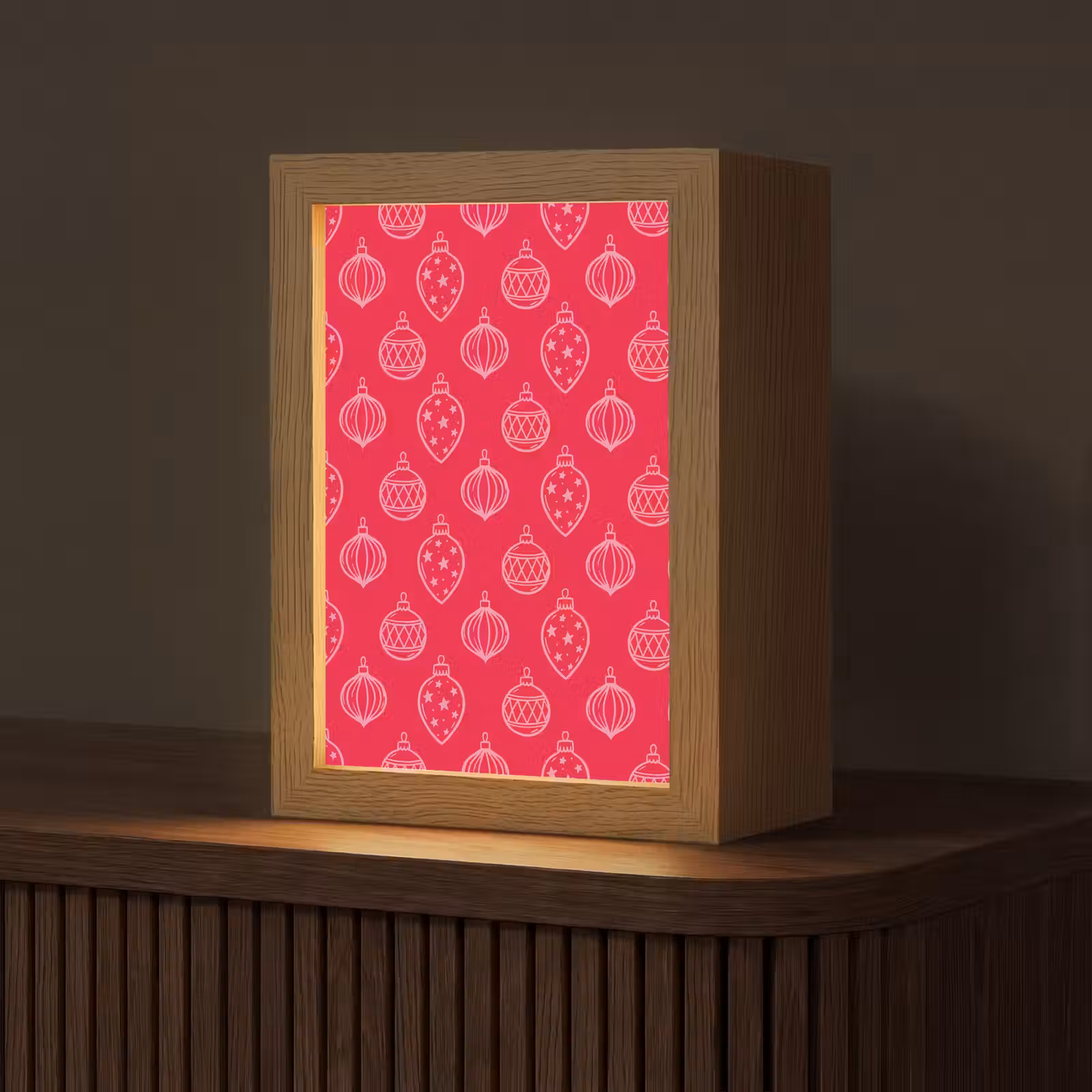 Personalisierte Lightbox - Weihnachtskugel – Rot – Rosa — 1