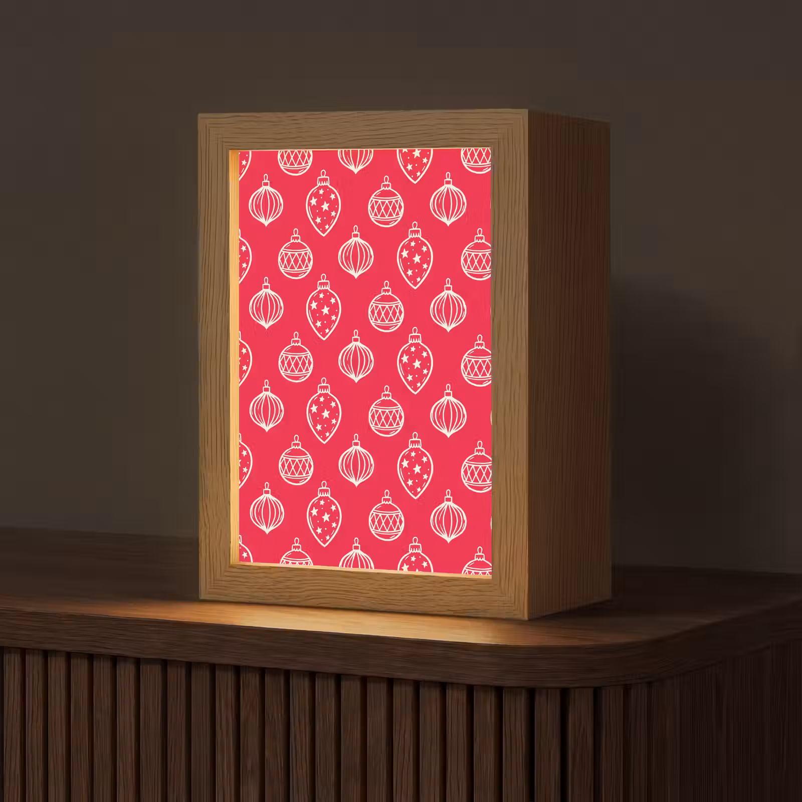 Personalisierte Lightbox - Weihnachtskugel – Rot – Weiß — 1