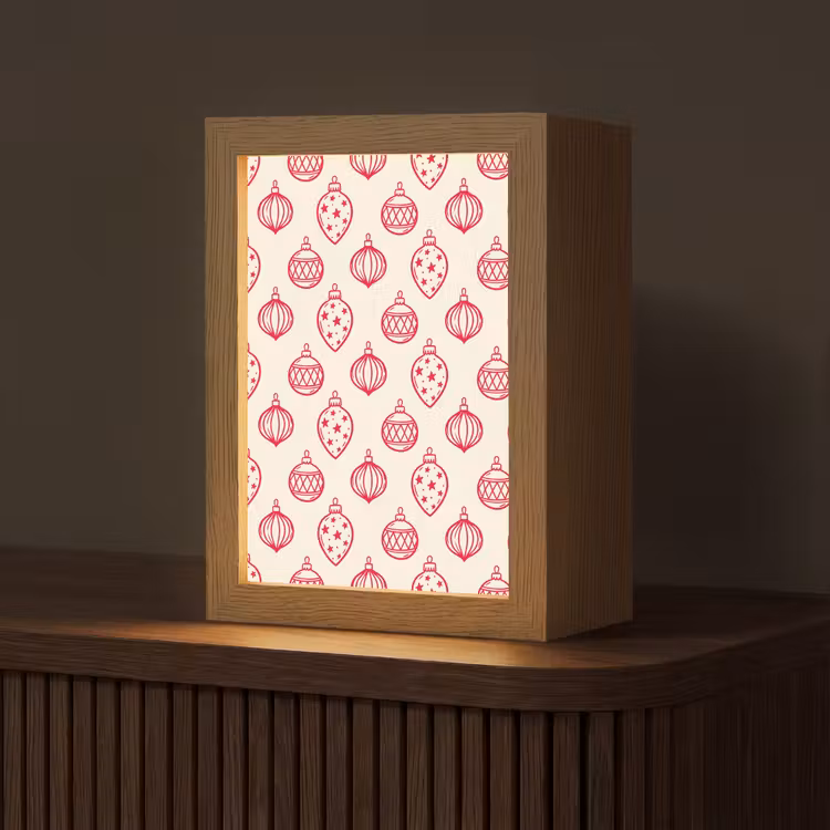 Personalisierte Lightbox - Weihnachtskugel – Creme – Rot — 1
