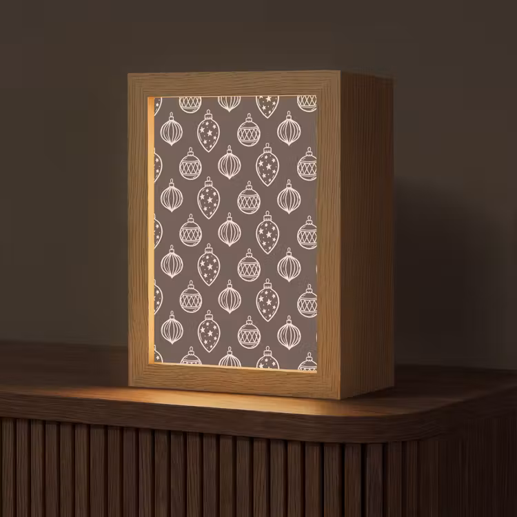 Personalisierte Lightbox - Weihnachtskugel – Grau – Cremefarben — 1