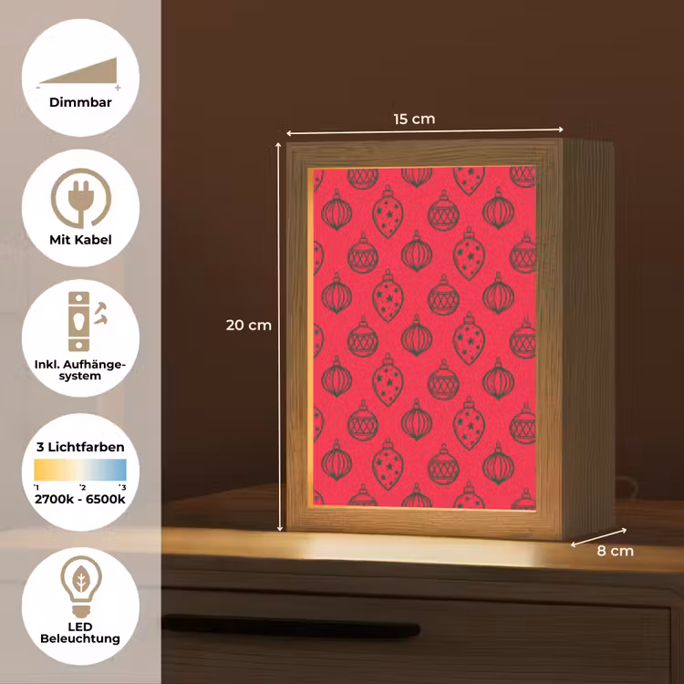 Personalisierte Lightbox - Weihnachtskugel – Grün – Rot — 6