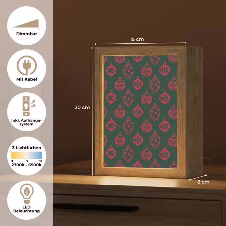 Personalisierte Lightbox - Weihnachtskugel – Rot – Grün — 6