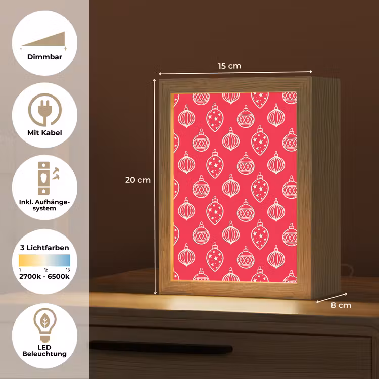Personalisierte Lightbox - Weihnachtskugel – Rot – Weiß — 6