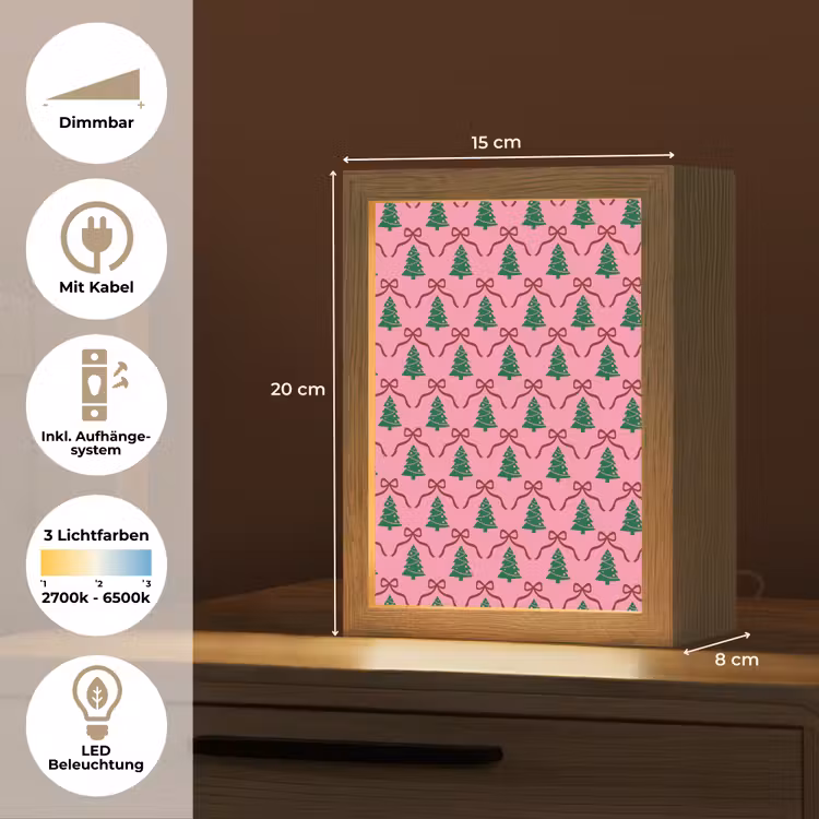 Personalisierte Lightbox - Weihnachten – Rosa – Rot – Schleife — 6