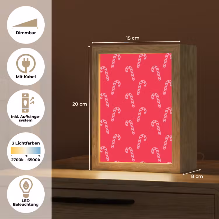 Personalisierte Lightbox - Weihnachten – Rosa – Rot – Zuckerstange — 6